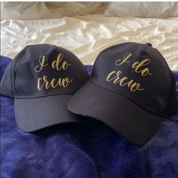 Baseball Caps  I DO CREW Set of 2 Black - Picture 1 of 2